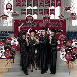 Maroon Themed Graduation Decorations Class of 2026 Congrats Grad