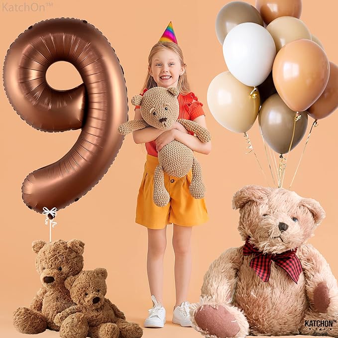 KatchOn, Giant Coffee Brown Number 9 Balloon - 40 Inch | Foil 9