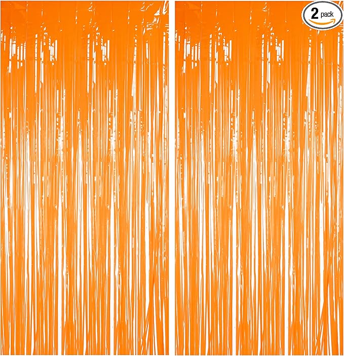 Foil Fringe Curtains Halloweens Decorations - Orange Tinsel Photo