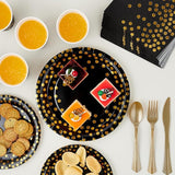 Black and Gold Party Supplies - 350 PCS Disposable Dinnerware Set -