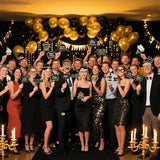 JOJO FLY 36 Pcs Birthday Photo Booth Props Kit, Black and Gold Party