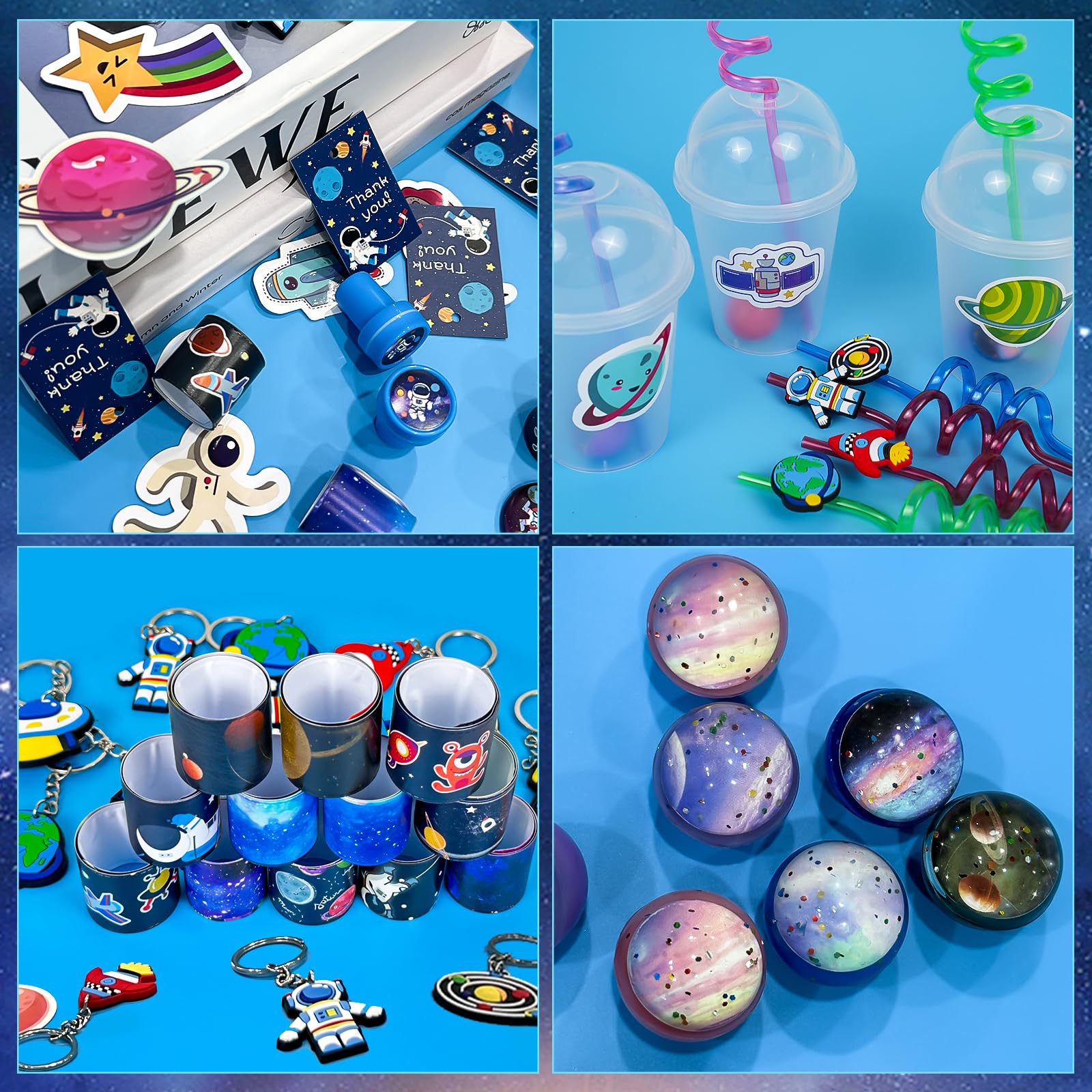 161 Pcs Space Party Favors with Cup Straws Stress Ball Space