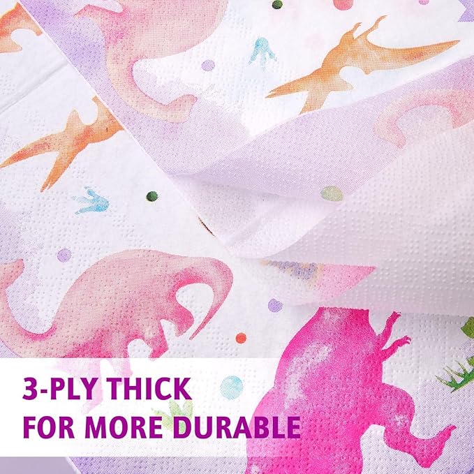 100 PCS Dinosaur Plates and Napkins Dinosaur Birthday Party Supplies
