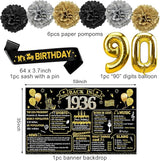 90th Birthday Decorations for Men Women 21pcs the Year 1936 Banner