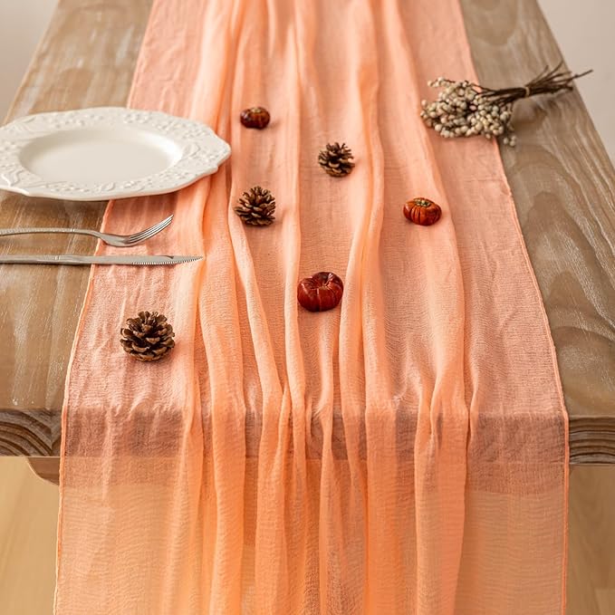 Keketoarrange 6pcs Fresh Salmon Cheesecloth Table Runner Valentines