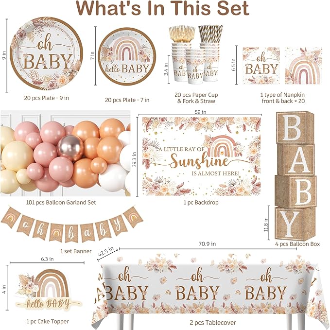 Boho Baby Shower Decorations A Little Ray of Sunshine Party Banner