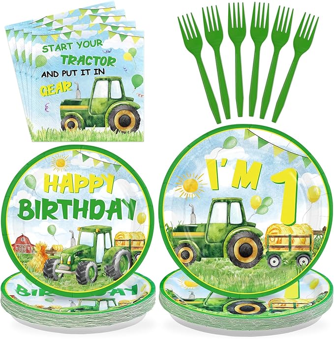 96Pcs Tractor 1st Birthday Party Decorations for Boys Farm Tractor