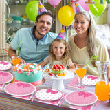 96Pcs Pink Cat Paper Plates and Napkins Cute Cats Bow Theme Birthday
