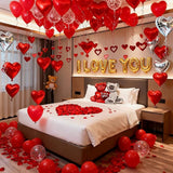 54pcs Heart Balloons I Love You Valentines Decoration with 50 Hang