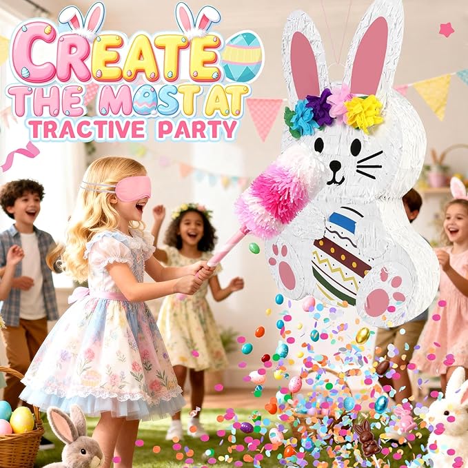 25 Large Easter Decorations Bunny Pinata for Kids Birthday Party