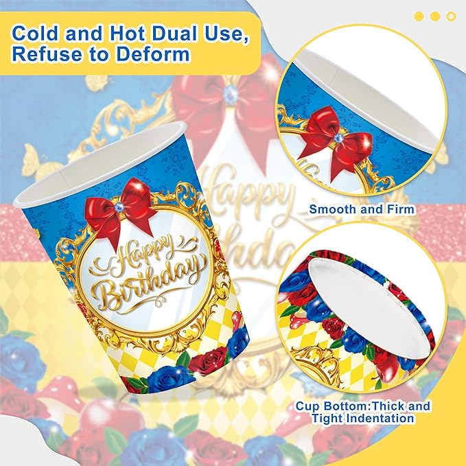 120PCS Princess Party Supplies for Girls Kids Cartoons Snow & White