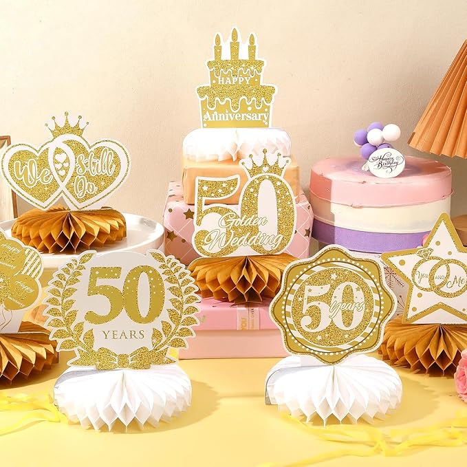 10 Pcs 50th Anniversary Decorations, 50th Wedding Anniversary