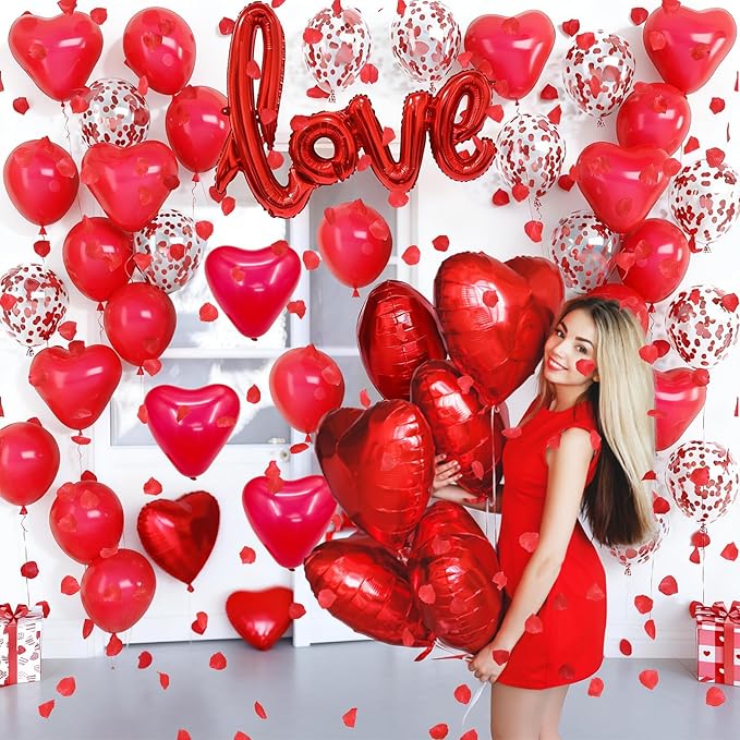 Red Heart Balloons Love Balloon Valentines Day Balloons Decorations