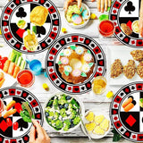 50Pcs Poker Party Supplies 9 Playing Card Dinner Plates 7 Casino