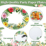 50Pcs Hawaiian Luau Oval Plates Aloha Floral Disposable Plates 11 x