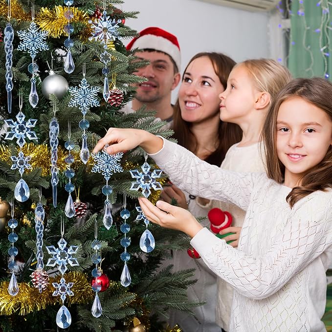 18pcs Crystal Christmas Ornaments for Christmas Tree Decorations-Blue