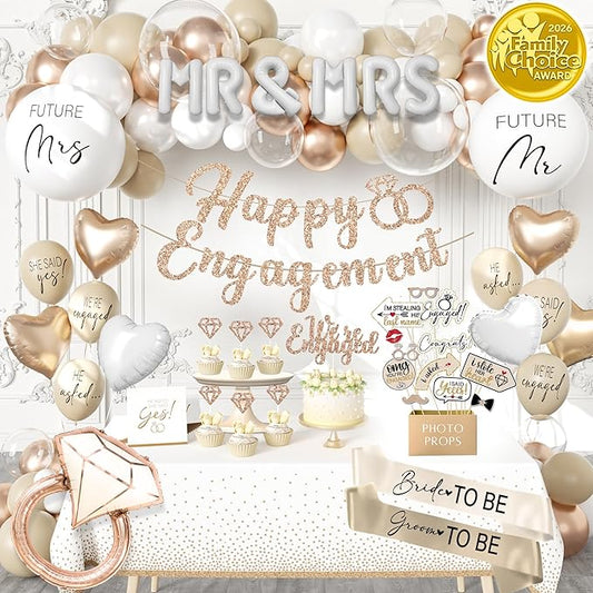 261 Pc Premium Engagement Party Decorations Kit Elegant Mr & Mrs