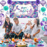 Mermaid Birthday Decorations Includes Banner Backdrop Foil & Latex
