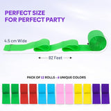 12 Unique Rainbow Streamers Rolls, 984ft Pack of Unique 12 Rainbow