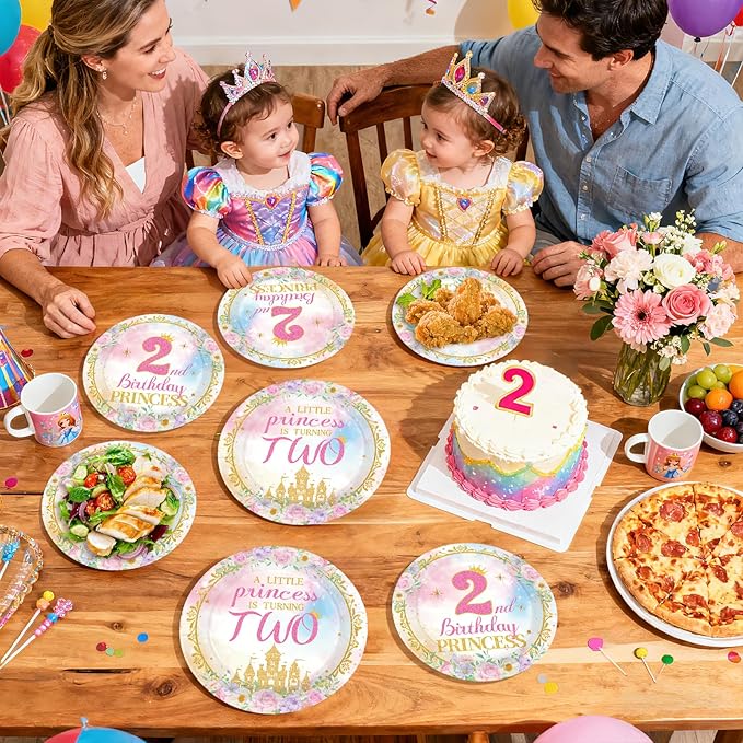 96Pcs Princess 2nd Birthday Party Decorations for Girls A Little