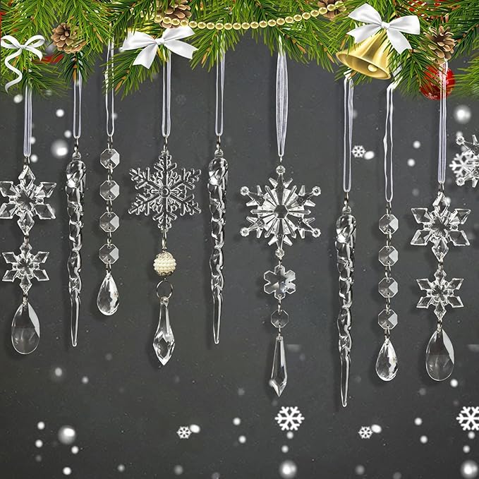 Christmas Tree Decoration Crystal Ornaments - 32pcs Acrylic Christmas