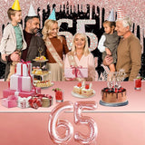 65th Birthday Decorations for Women with Banner Rose Gold Tablecloth