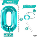 KatchOn, Huge Aqua Blue 0 Balloons - 40 Inch | Turquoise Balloons |