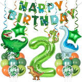 Dinosaur 2nd Birthday Party Decorations for Boys Girls Foil Green