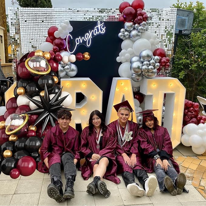 Black Burgundy Gold Balloon Arch Kit Maroon Black Gold Balloons