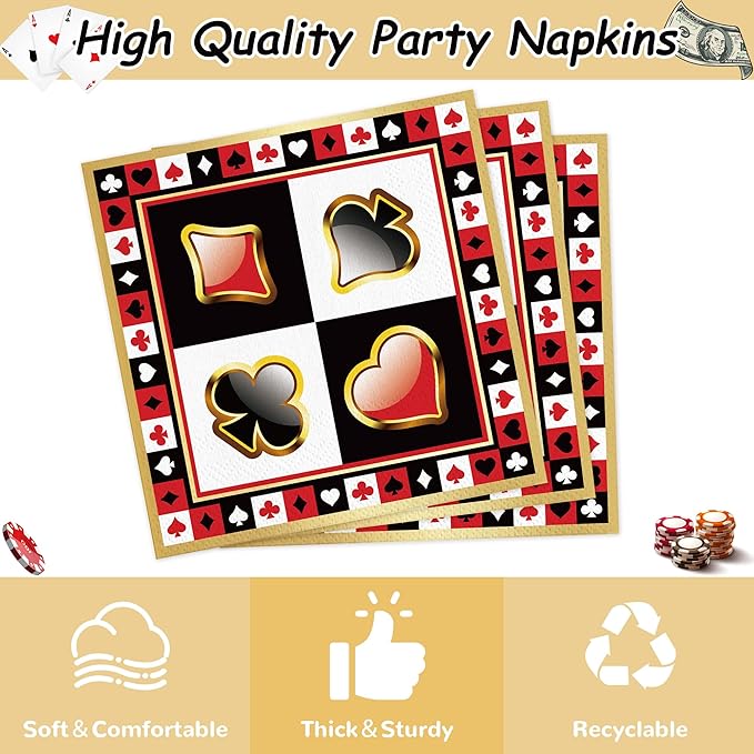 168PCS Casino Party Supplies for Girls Boys Kids Las Vegas Themed