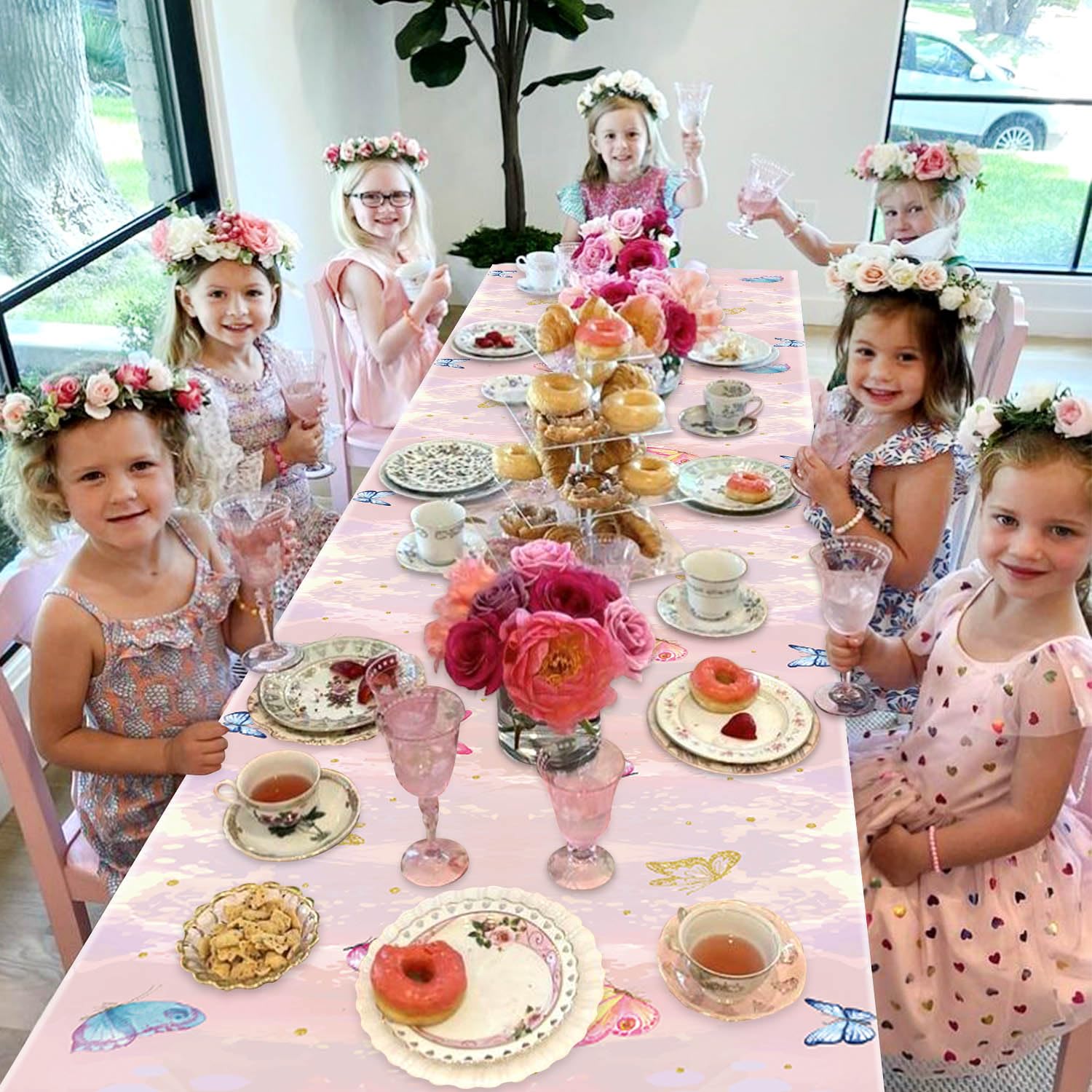 XJLANTTE 4Pcs Fairy Tablecloths - Fairy Birthday Party Table Cover