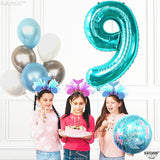 KatchOn, Giant Aqua Blue Number 9 Balloon - 40 Inch | Foil 9 Birthday