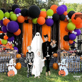 KatchOn, Black and Orange Foil Fringe Curtain - XtraLarge 3.2x8 Feet,