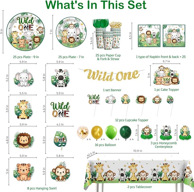 Xynic 211 Pcs Wild One Birthday Decorations Wild One 1st Birthday