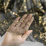 Artoid Mode 6Pcs Black Gold Gauze Table Runner 120 Inch 10FT, Glitter