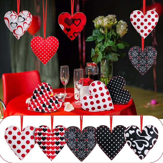 27 Pieces Valentines Day Felt Heart Ornaments Heart Hanging Decors