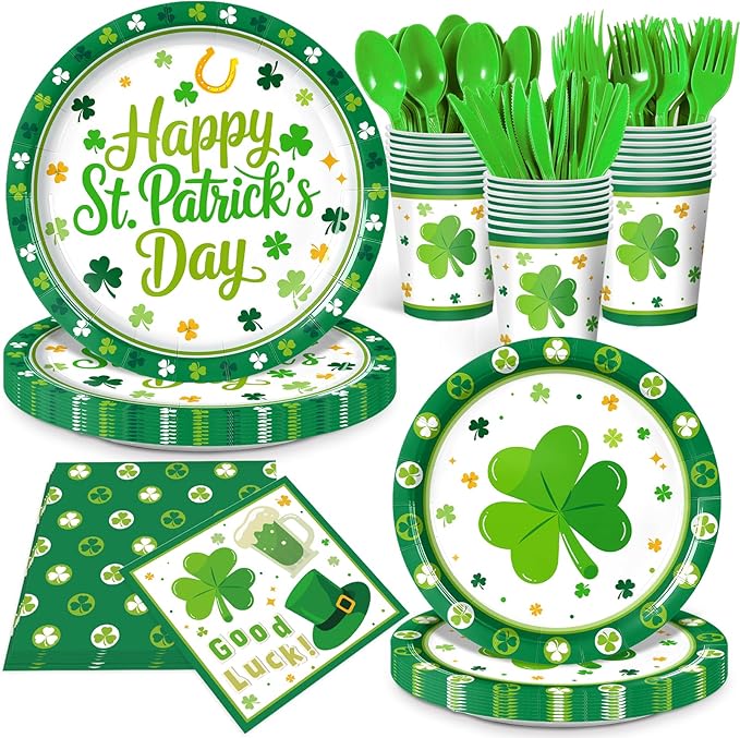 168Pcs St Patrick's Day Party Supplies St Patricks Day Paper Plates