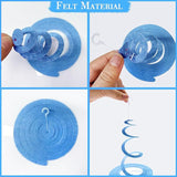 36 Pcs Blue Hanging Swirl Decorations Ombre Royal Blue White Felt