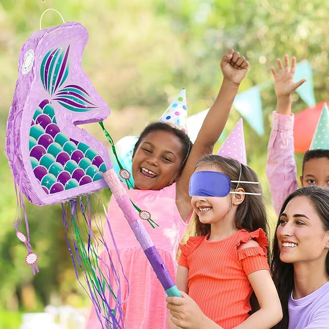 Foldable Mermaid Piñata Pull String Mermaid Birthday Party Supplies