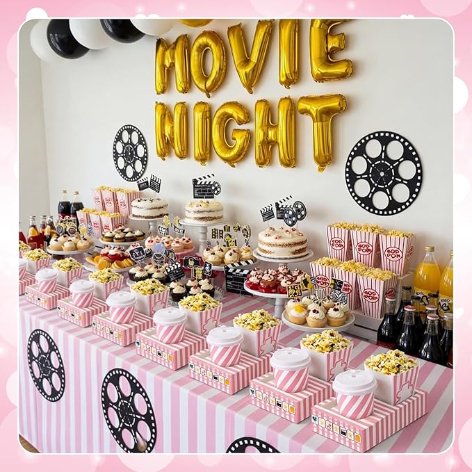 20 Pcs Pink Movie Night Supplies Movie Night Paper Snack Trays