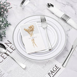 BESTVIP 175PCS Silver Plastic Dinnerware Set, Disposable Party Plates