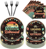 Retirement Decorations for Women Men 96 Pcs Happy Retirement Plates