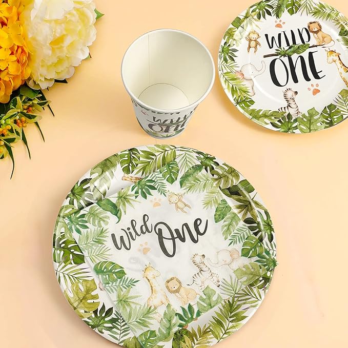 Wild One Birthday Decorations Jungle Theme Party Supplies Tableware