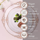 Nervure 175PCS Rose Gold Plastic Plates - Disposable Rose Gold Party