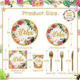 Golden Tropical Luau Party Tableware Supplies 168PCS Hawaiian Plates