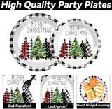 200Pcs Buffalo Plaid Christmas Tree Party Plates Napkins Christmas