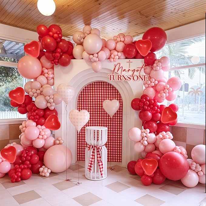 Valentines Day Balloon Arch Kit Pink Red Balloons Garland Red Pink