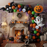 Halloween Decorations with Orange Black Green Purple Balloon Garland