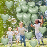 Sage Green Heart Foil Balloon, 10PCS Olive Green Heart Helium