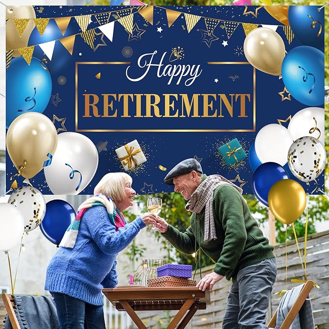 Retirement Party Decorations Include Navy Blue Confetti Balloons Set